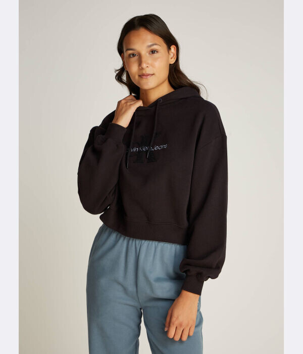 

Толстовка женская Calvin Klein Jeans с вышивкой укороченная, черный