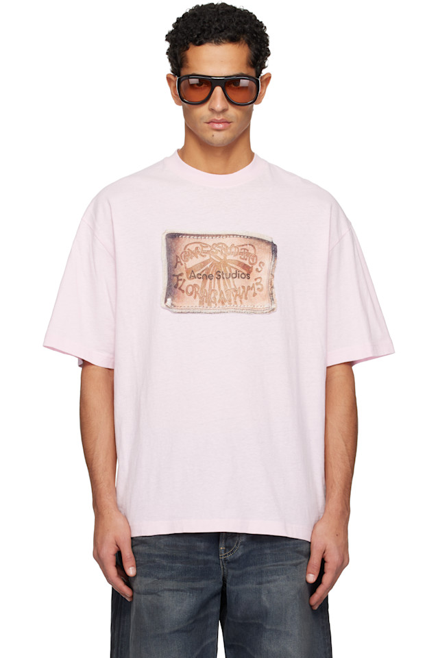 

Acne Studios Розовая футболка с логотипом