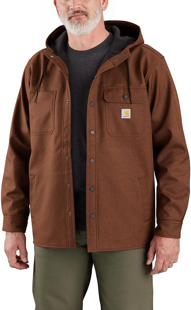 

Carhartt мужская куртка-рубашка с капюшоном, расслабленного кроя, утепленная, с технологией Rain Defender, Mocha Heather