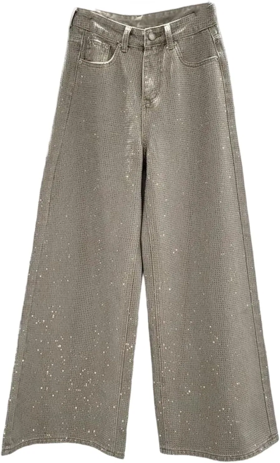 Джинсы с пайетками, широкие, Womens, H1j1