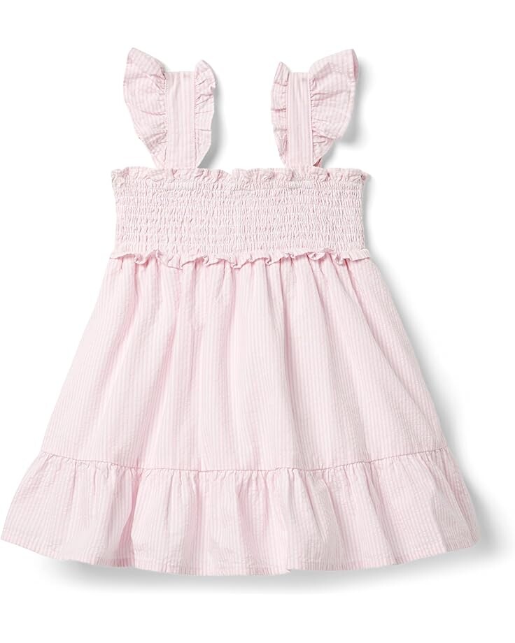 

Платье Janie and Jack Smocked Seersucker Dress, розовый