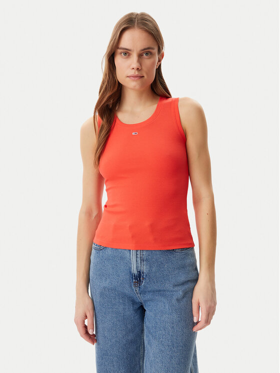 

Топ облегающего кроя Essential DW0DW20673 Tommy Jeans, оранжевый