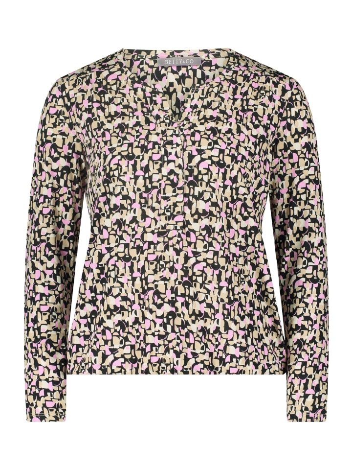 

Повседневная рубашка с эластичным поясом в черном/серо-коричневом цвете BETTY & CO