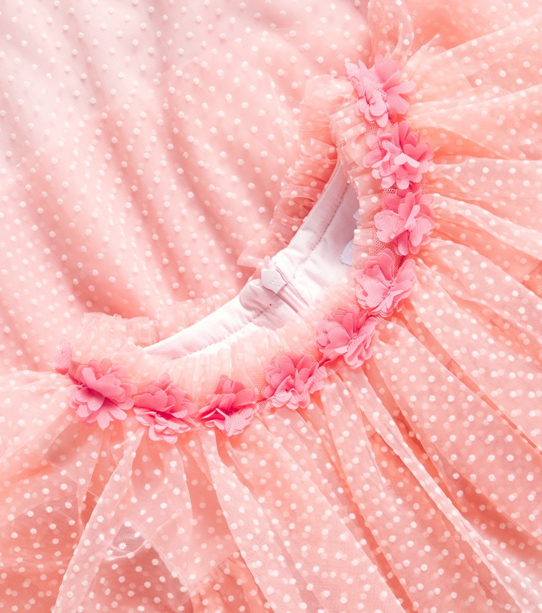 Платье из тюля в горошек с оборками и многоуровневым рисунком Patachou, Pale Pink — фото 3