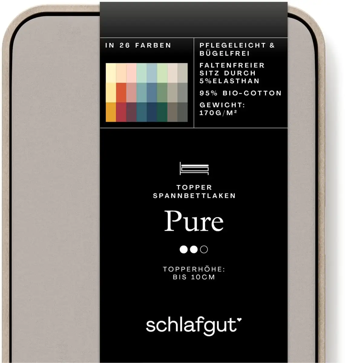 

Простыня Schlafgut Pure Topper 140-160х200-220 см, цвет sand mid