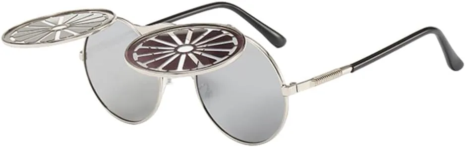 

Ретро круглые металлические панк-очки в стиле стимпанк, большие солнцезащитные очки для мужчин, винтажные солнцезащитные очки в стиле стимпанк для женщин HDUBFY, 5