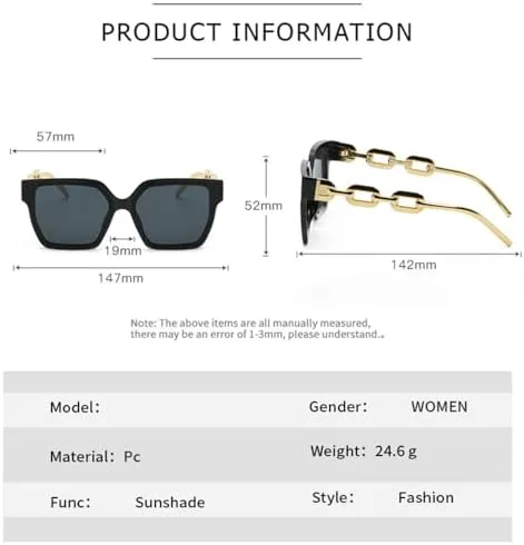 

Солнцезащитные очки 2027 года в крупной оправе с винтажными цепочками на дужках, женские солнцезащитные очки с защитой от УФ-излучения UV400 MTZJH, C2 Shades