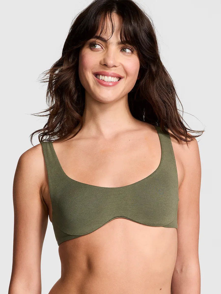 

Базовый хлопковый бюстгальтер без подкладки Pink Bralettes & Bra Tops, цвет Casual New Olive