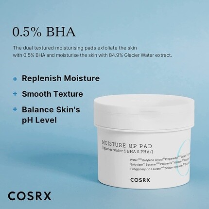 One Step Moisture Up 70 подушечек по 20 мл нежного ежедневного отшелушивающего средства для чувствительной кожи, Cosrx — фото 3