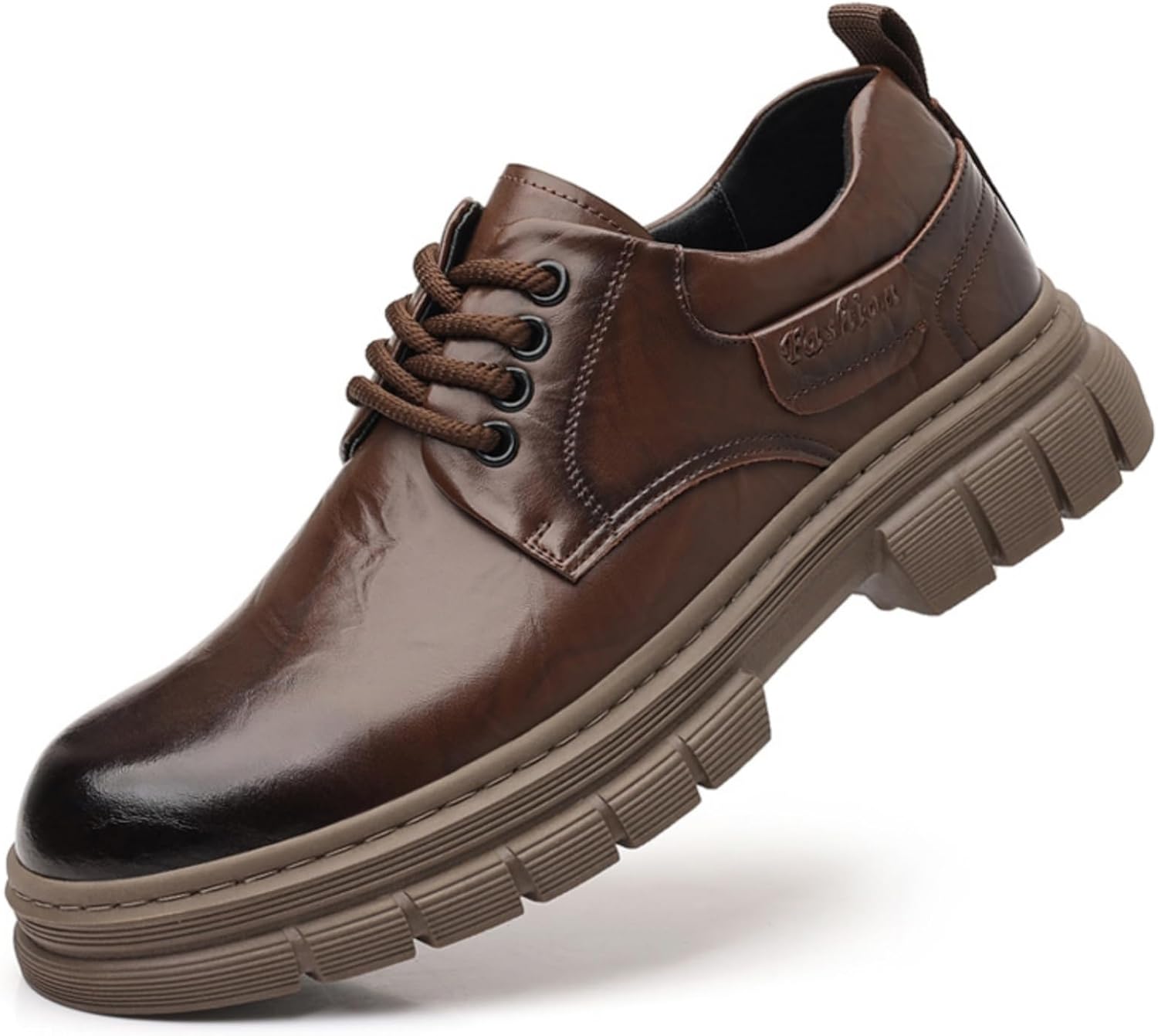 

Мужские винтажные кожаные туфли-оксфорды на шнуровке с платформой, черные, с круглым носком, мягкой резиновой подошвой, противоскользящие, водонепроницаемые, деловые формальные дерби Kpdwfms