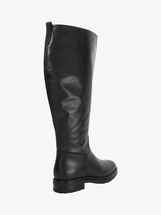 Ботинки Tayah Wide Fit высокие до колена с круглым носком и плоским каблуком из кожи Dune London, Black-leather — фото 4