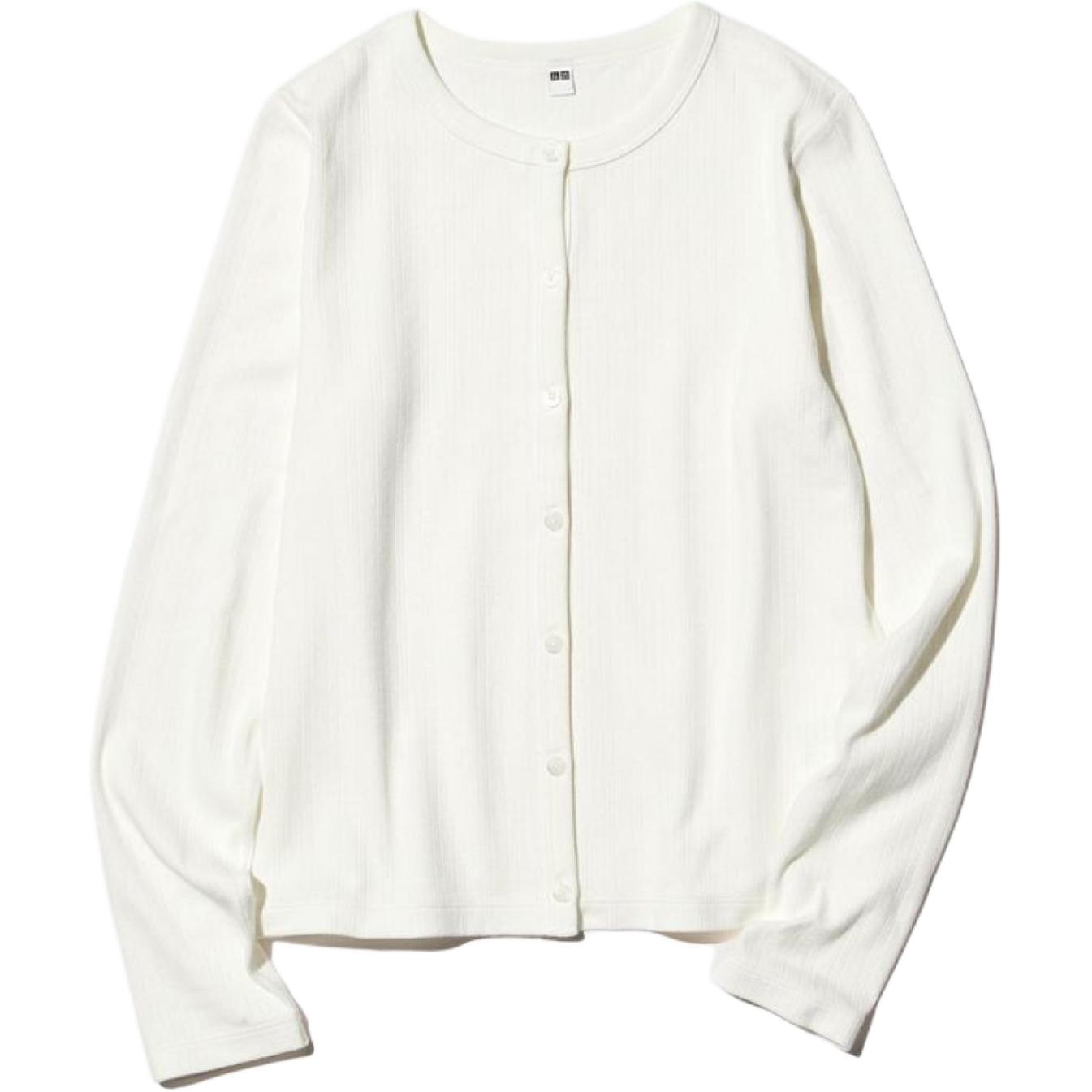 

Uniqlo Вязаный женский белый кардиган средней длины