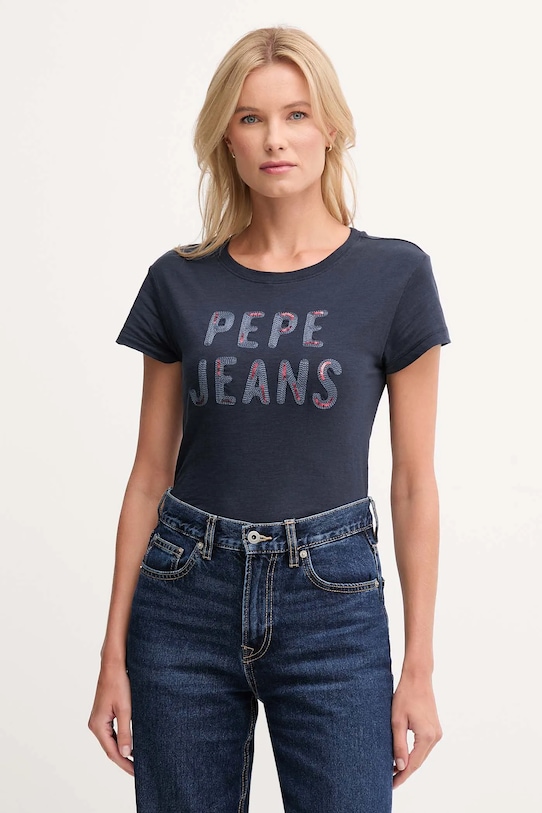 

Хлопковая футболка Pepe Jeans, темно-синий