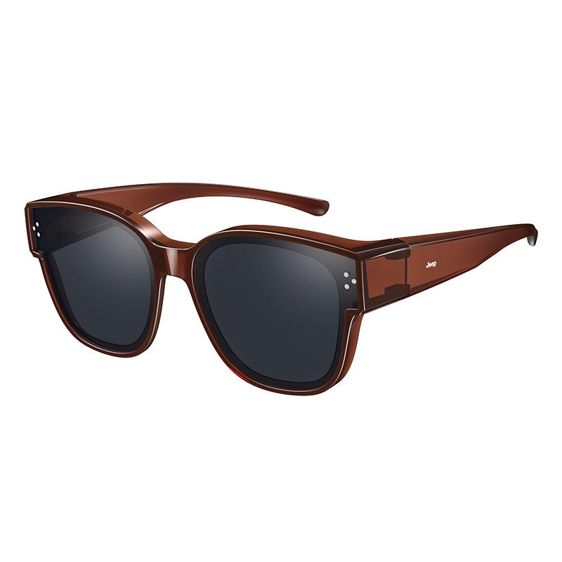 

Jeep Пластиковые круглые солнцезащитные очки унисекс, JEEPS2009-S7 Bright Semi-Transparent Brick Red/Gray Lens