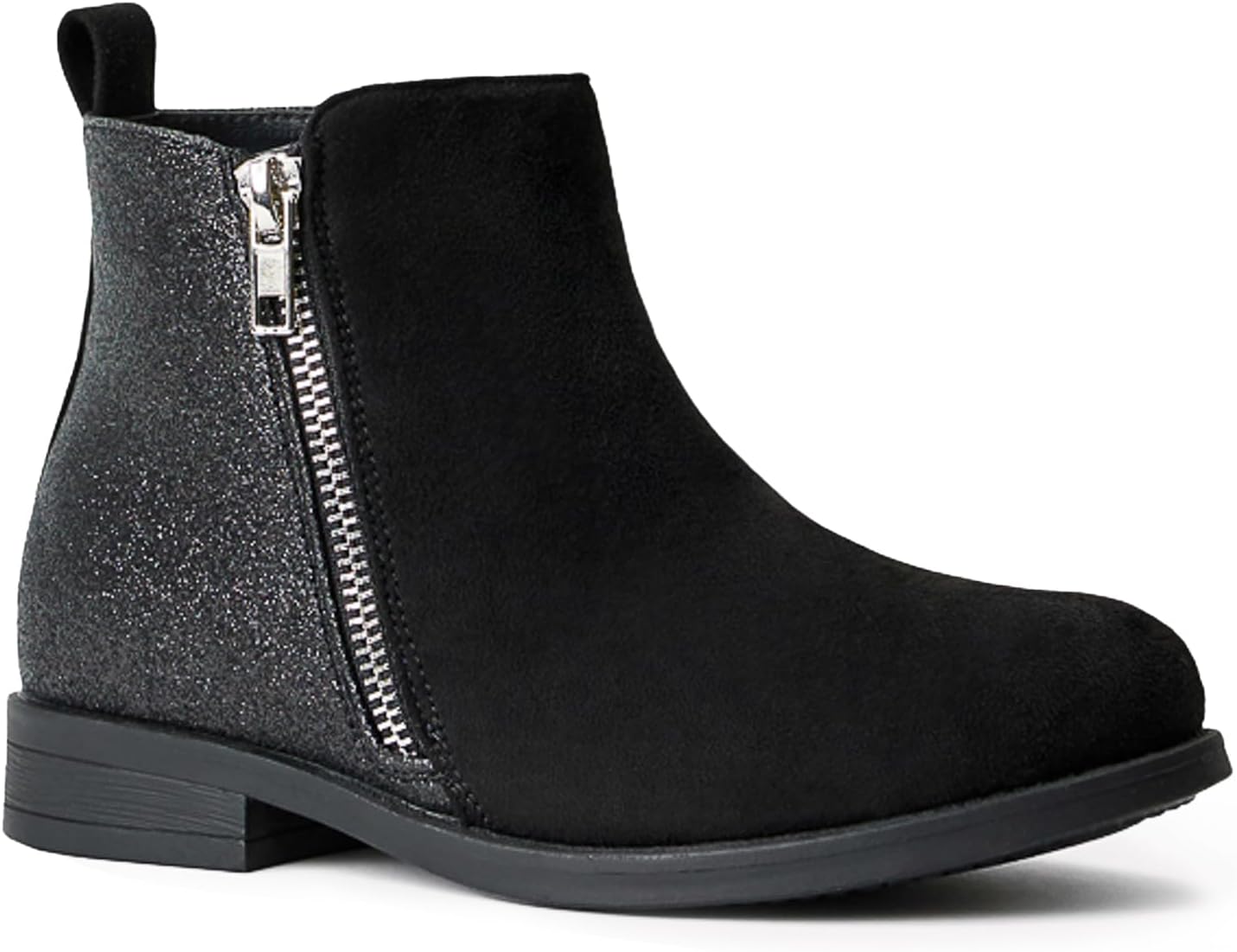 

Детские ботинки FabKids для девочек, короткие ботильоны с боковой молнией, обувь для верховой езды на низком каблуке, праздничные ботинки для детей, Black-Zip