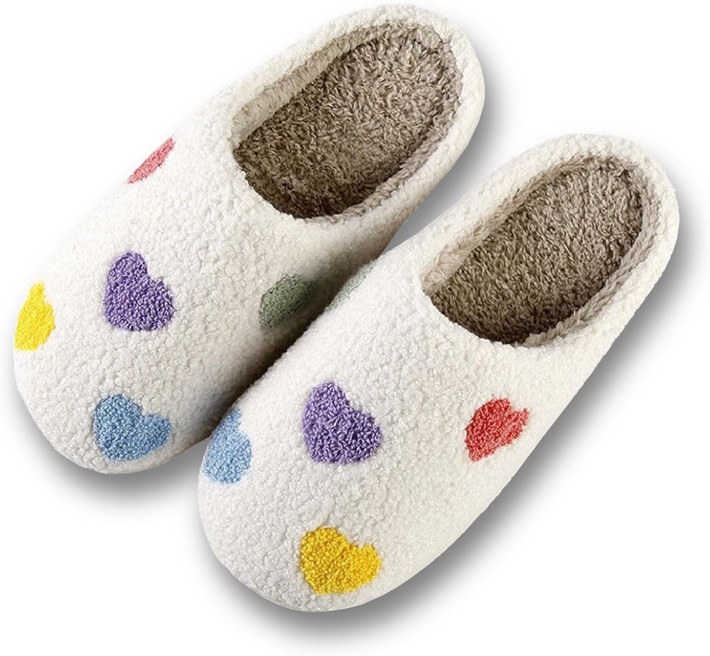 

Тапочки Titype Valentine для женщин и мужчин с сердечками, пушистые домашние тапочки, теплые зимние тапочки для дома, для улицы и помещений, Colorful Heart-1