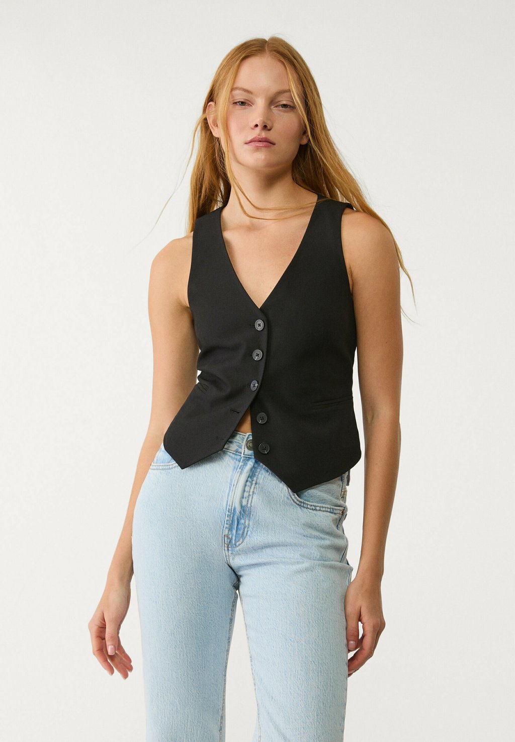 

Жилет BUTTONED Stradivarius, черный
