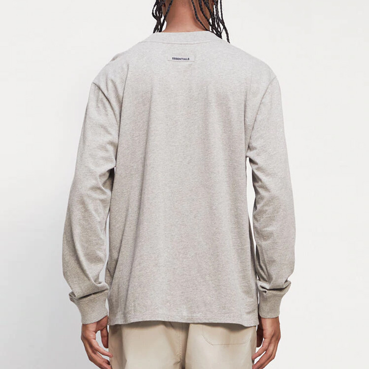 3D силиконовая аппликация Бокси длинный рукав Футболка Fear Of God Essentials, Овсяный — фото 3
