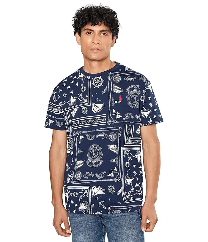 Футболка Classic Fit с принтом Polo Ralph Lauren, Nautical Bandana Patchwork/Newport Navy