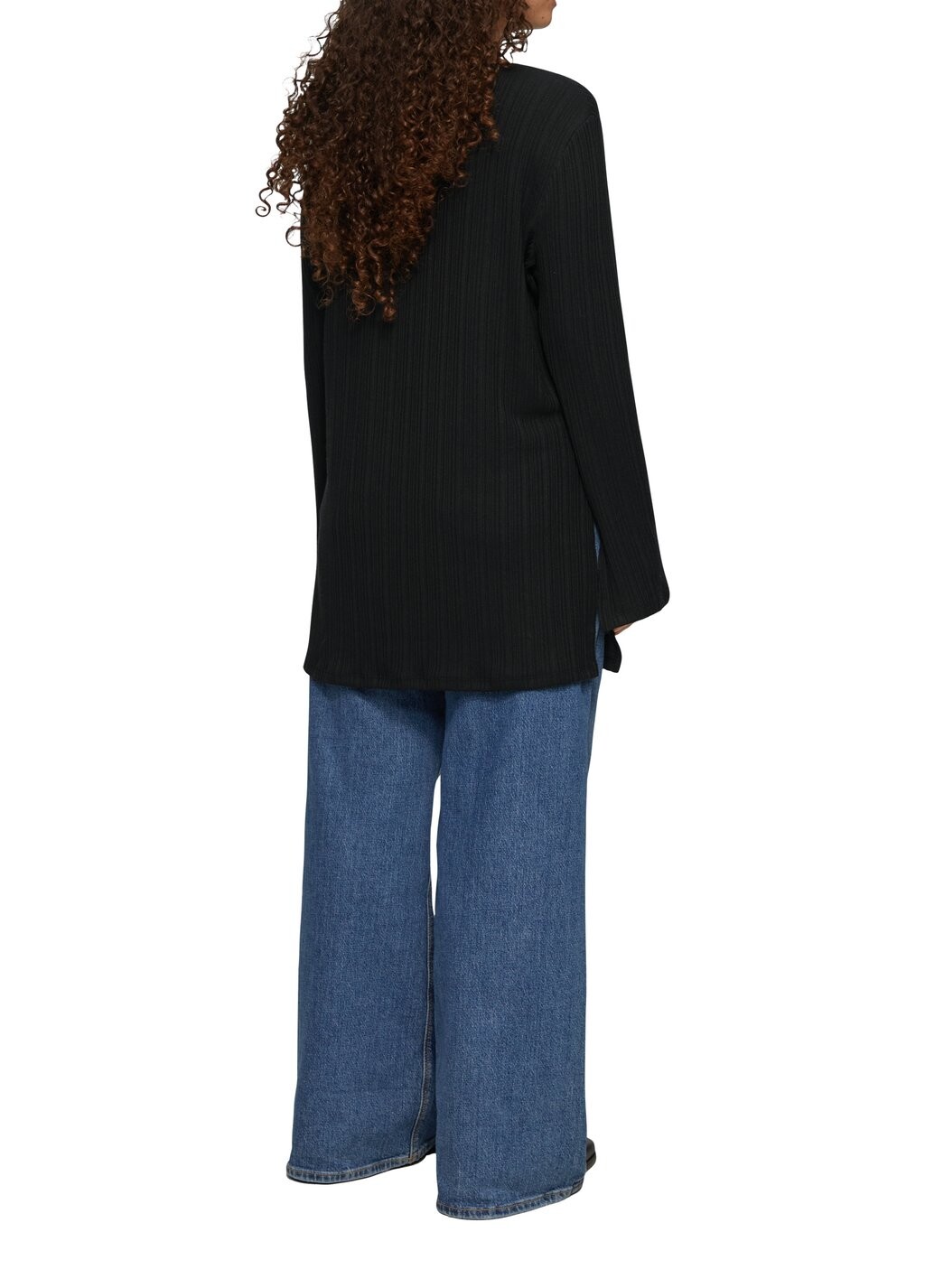 

Туника LONGSHIRT MIT SEITLICHEN SCHLITZEN QS, черный