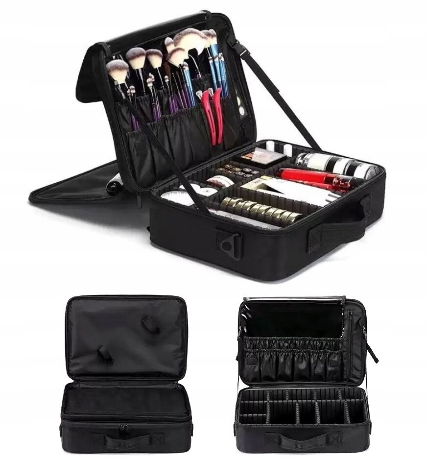 

Большой косметический чемодан, дорожный косметический органайзер, чемодан Inna Marka, цвет черный