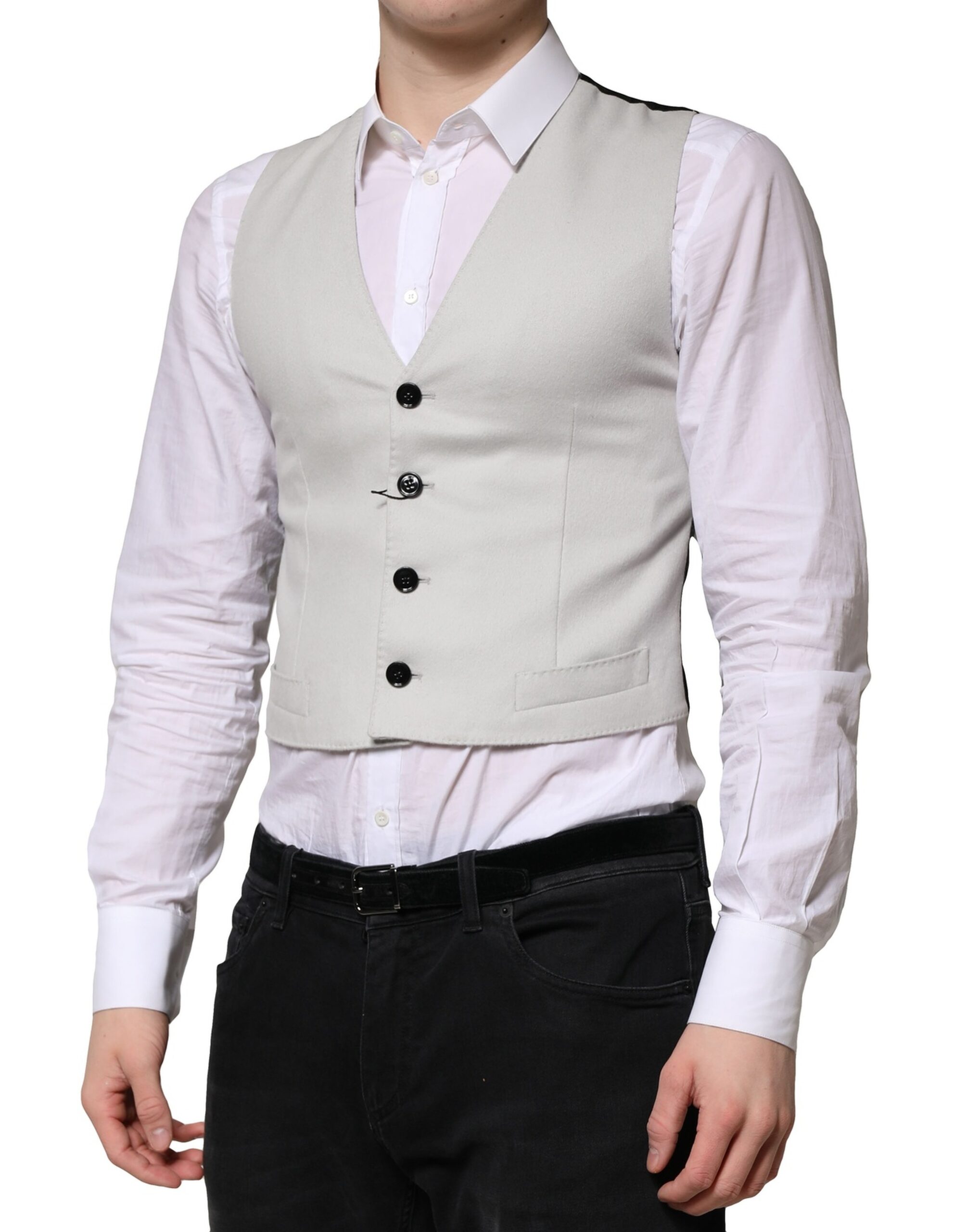 Серый шерстяной жилет для мужчин Dolce & Gabbana, Gray — фото 2