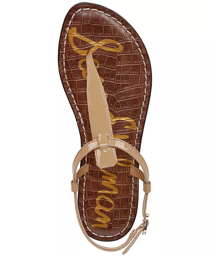 Женские босоножки Gigi на плоской подошве с Т-образным ремешком Sam Edelman, коричневый/бежевый — фото 4