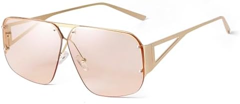 

Солнцезащитные очки в стиле ретро 2027 года, квадратные, без оправы, модные, с металлической оправой, увеличенного размера, с плоской верхней частью MTZJH, C6 Light Brown