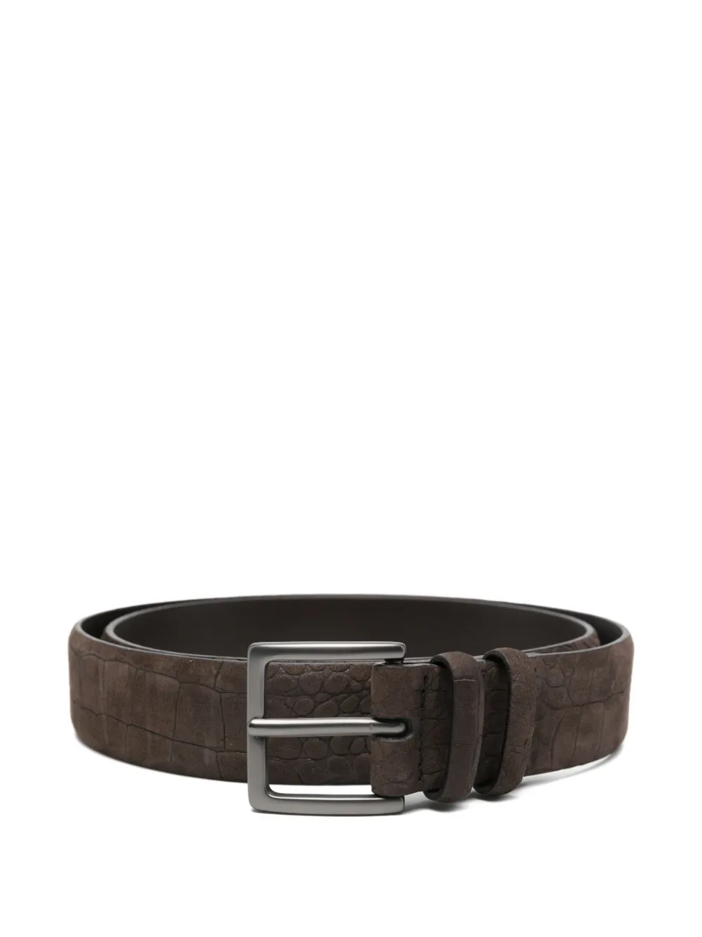 

Ремень с тиснением под кожу крокодила Orciani, коричневый