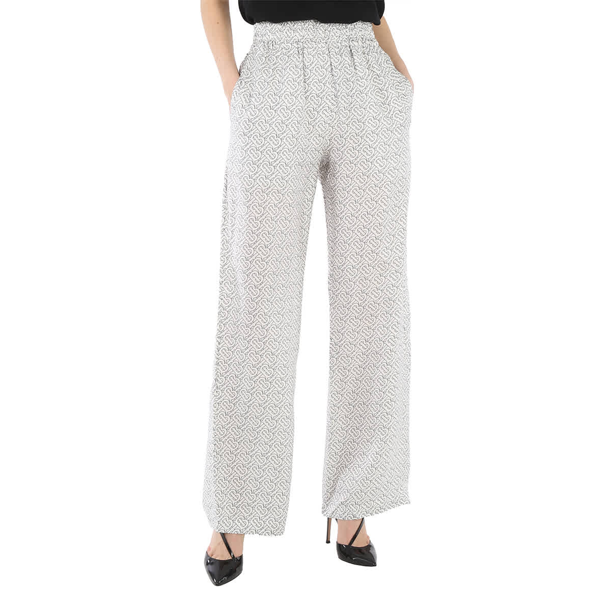 

Брюки Burberry Seighford с монограммой из шелкового твила, белый