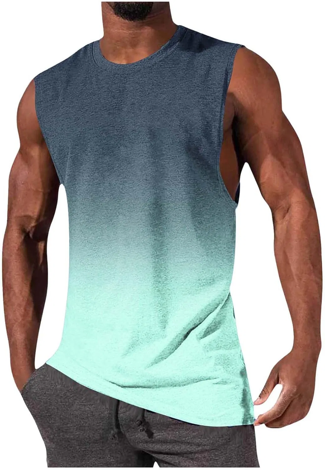 Мужской топ-безрукавка с круглым вырезом, Generic, цвет 2-mint Green