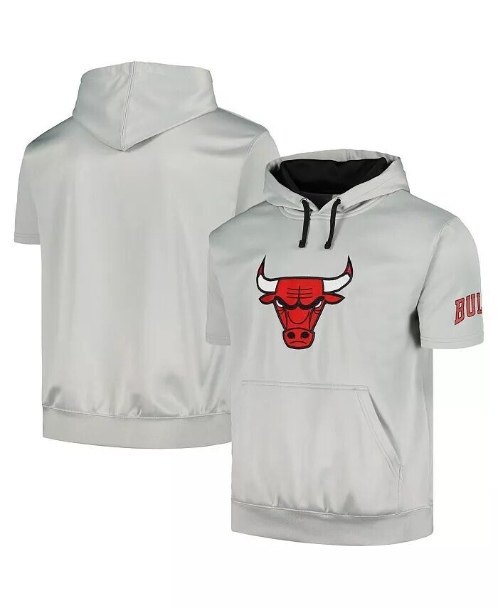 

Мужская серебристая, черная толстовка с коротким рукавом Chicago Bulls Fanatics