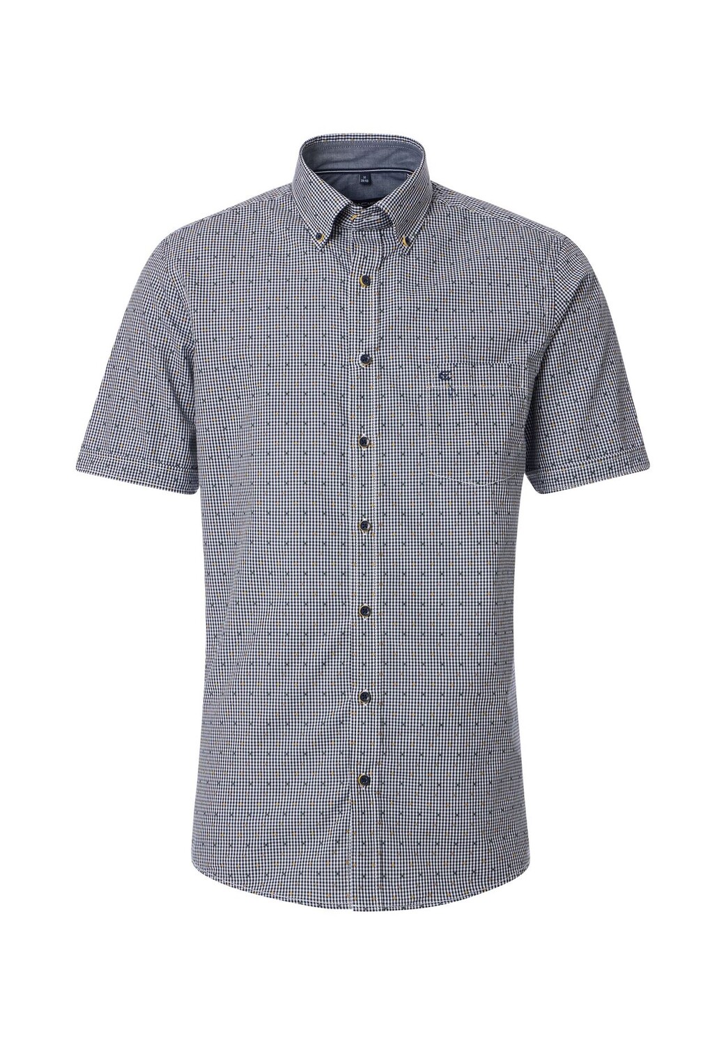 

Мужская повседневная рубашка в клетку с короткими рукавами, удобная посадка CASAMODA, темно-синий