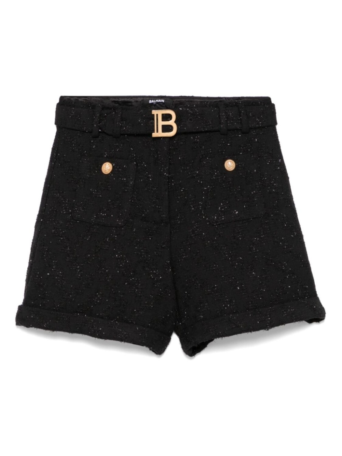 

Твидовые шорты Balmain Kids, черный