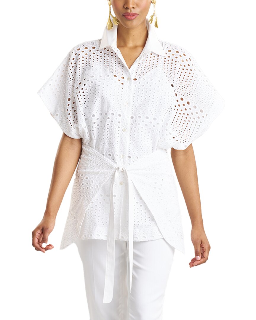 

Рубашка-кимоно с запахом Natori Round Eyelet, белый