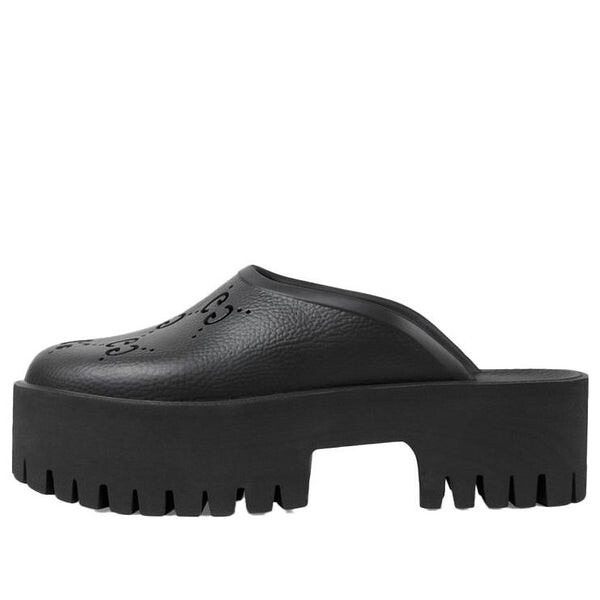 Сандалии platform perforated g sandal 'black rubber' Gucci, черный