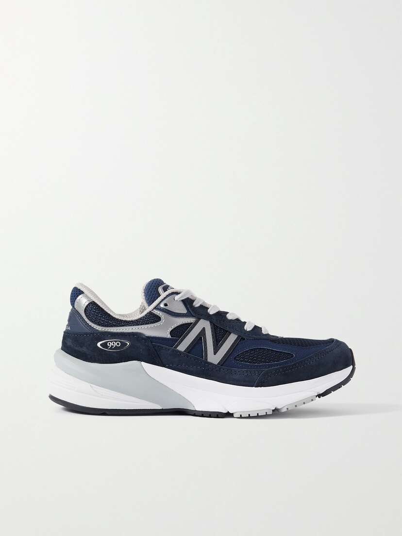 Кроссовки из замши и сетки с металлической резиновой отделкой 990v6. New Balance, синий