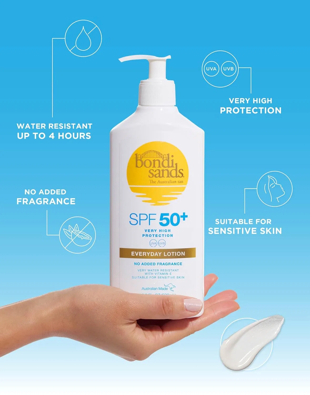 Солнцезащитный лосьон SPF 50+ без отдушек 500 мл от Bondi Sands Bondi Sands — фото 3