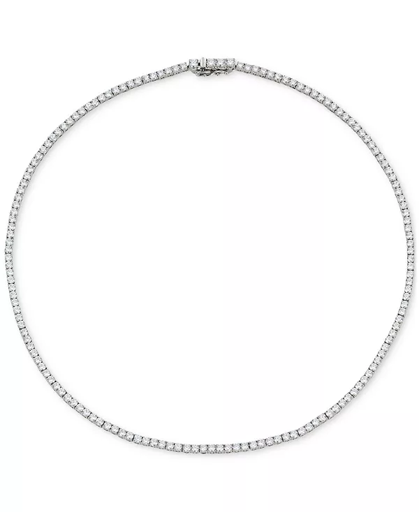 

Теннисное ожерелье с кубическим цирконием, покрытое родием, 16 дюймов, созданное для Macy's. Eliot Danori, rhodium