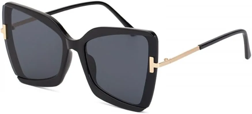 

Женские солнцезащитные очки-бабочки большого размера — модные очки с крупной оправой и защитой от УФ-излучения UV400 для вождения GFYFJXJT, C1 Black Gray