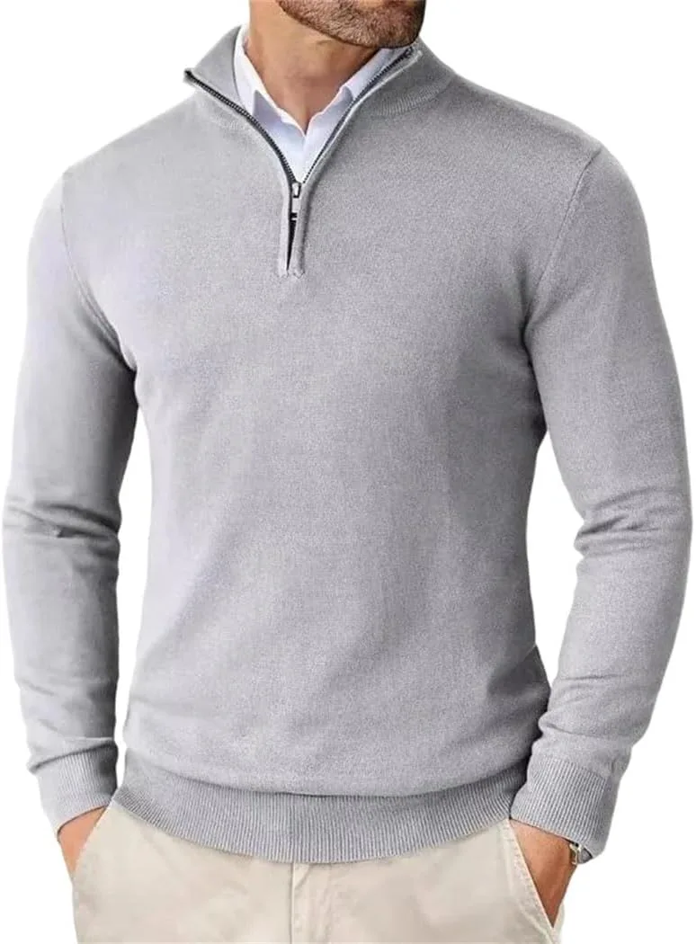 

Мужской свитер Slim Fit с полузастежкой-молнией, легкий пуловер