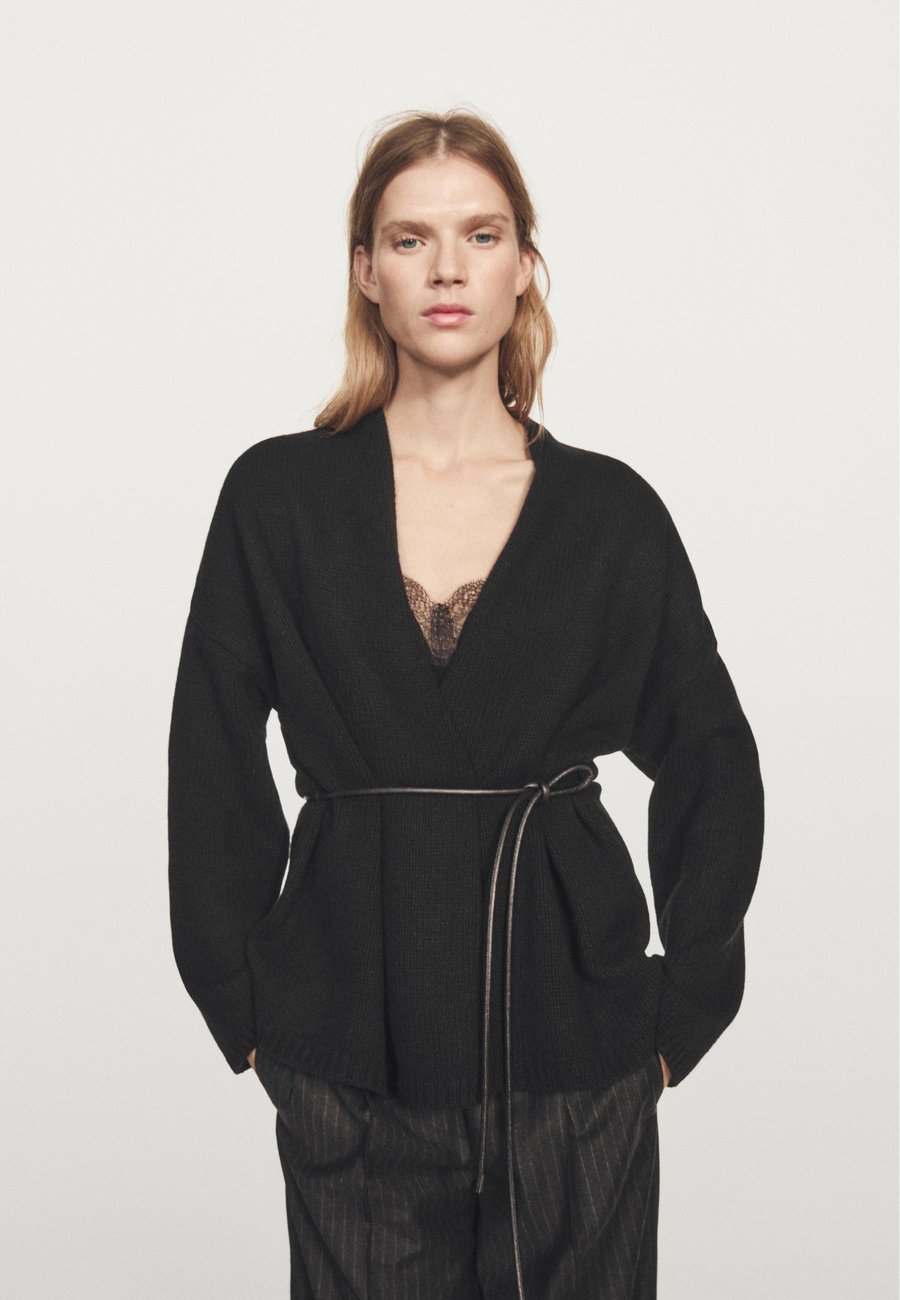 

Кардиган Massimo Dutti LONG WITH BELT, Black