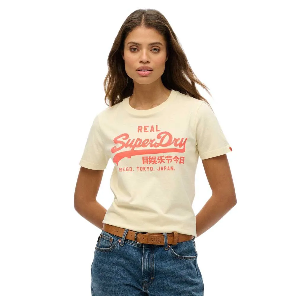 

Футболка с коротким рукавом Superdry Vl Neon Slim, бежевый