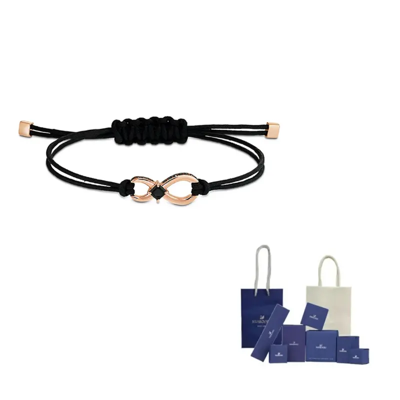 

Браслет унисекс чёрный с искусственными кристаллами Swarovski, черный