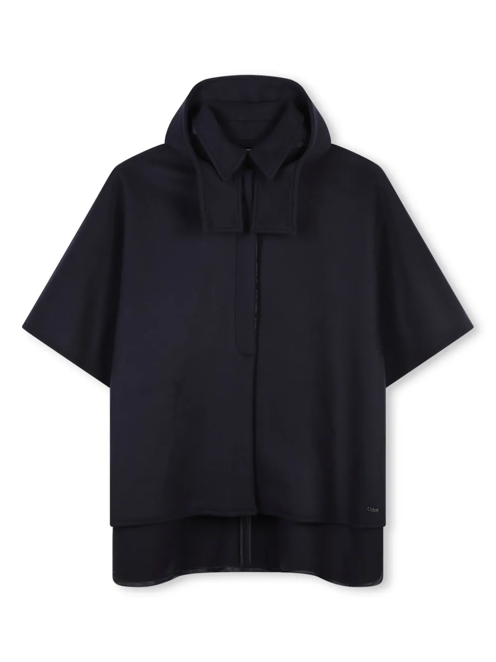 

Шерстяной кейп с капюшоном Chloé Kids, синий