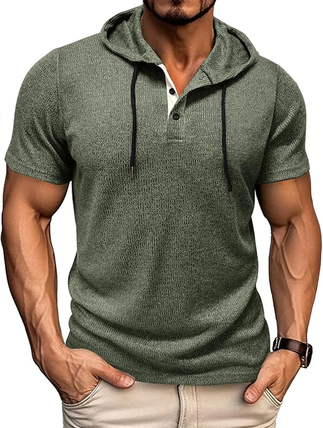 

Мужская футболка для тренировок Quick Dry Moisture Wicking с коротким рукавом и пуговицами