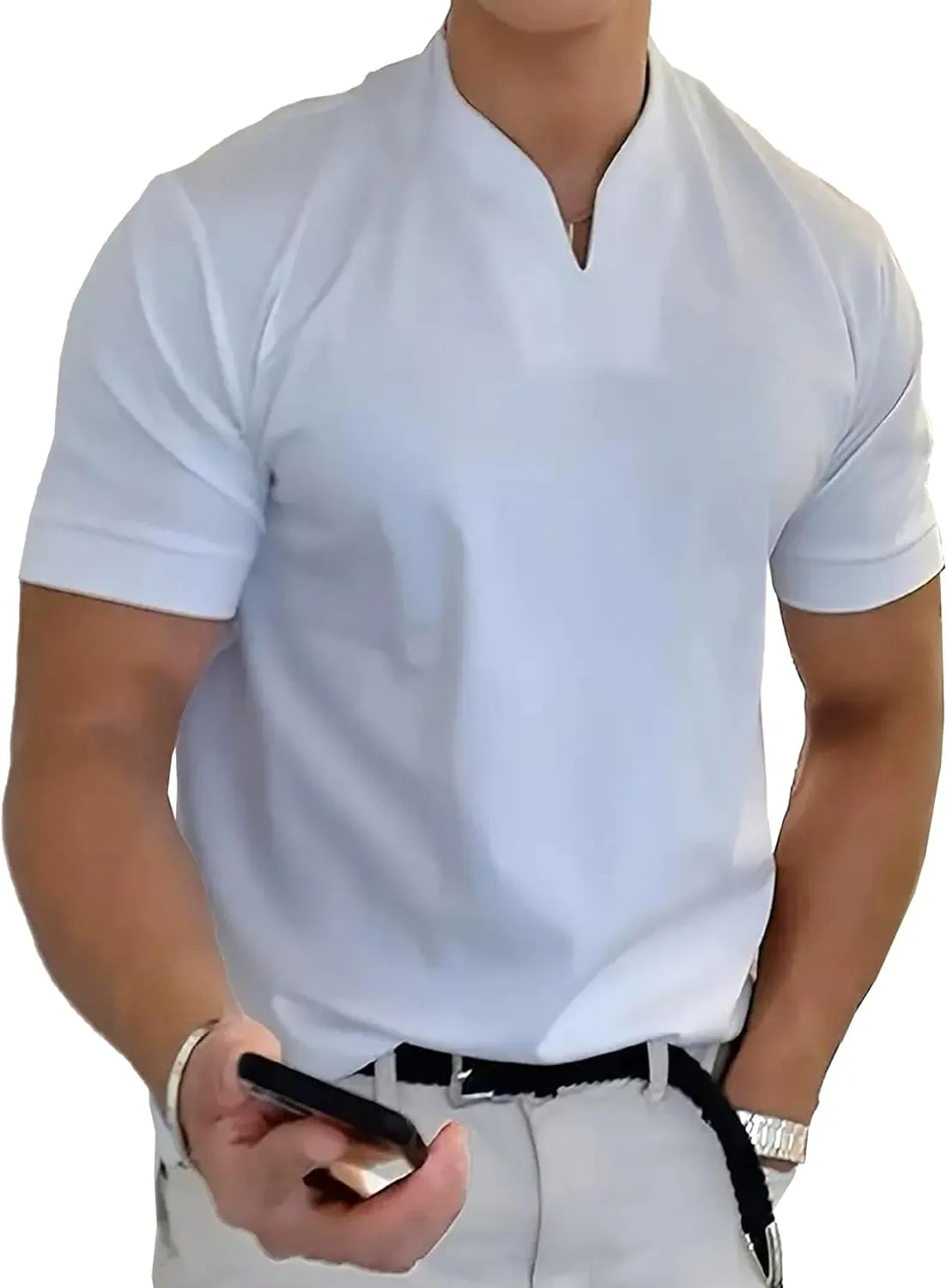 

Мужская футболка с V-образным вырезом Stretch Slim Cotton Maiyifu-GJ