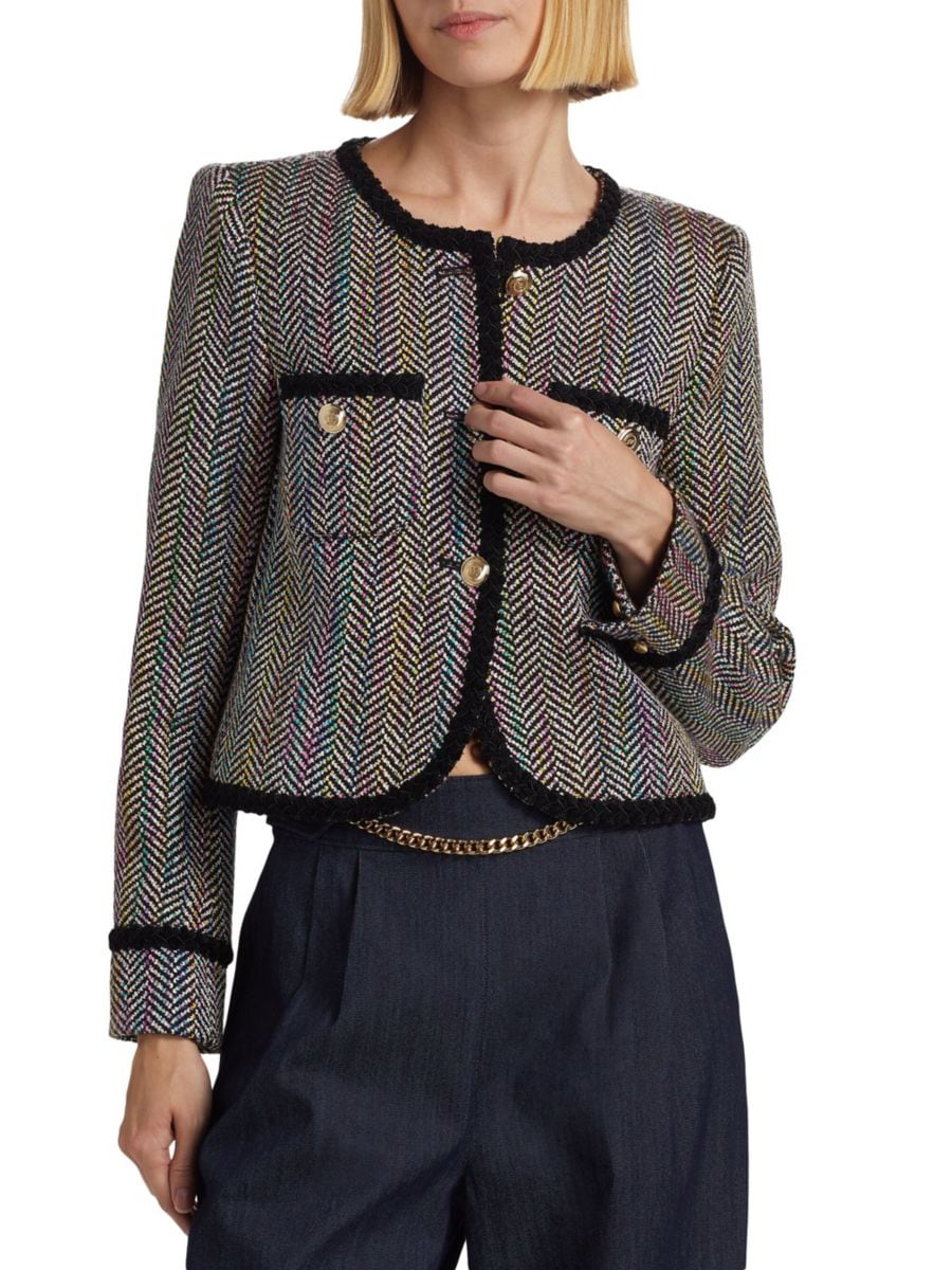 

Твидовый пиджак Мика Занда Cinq à Sept, черный мульти