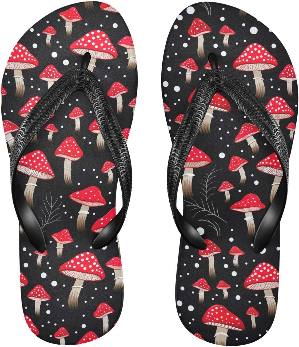 

SPRIPORT Женские и мужские тонкие шлепанцы с акварельными грибами, удобные повседневные вьетнамки с амортизирующей стелькой, нескользящей резиновой подошвой, для ванной, душа, прогулок, пляжа летом, Multicoloured