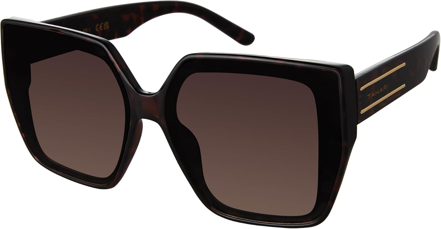 

Женские квадратные солнцезащитные очки TAHARI TH904 увеличенного размера со 100% защитой от УФ-излучения UV400. Элегантный подарок для нее, квадратные солнцезащитные очки 64 мм, Tortoise